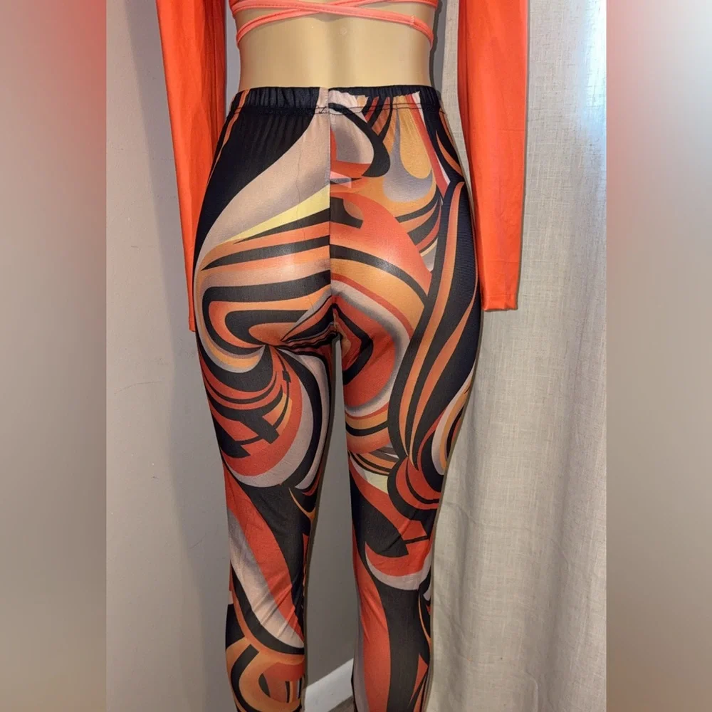 Orange Wrap Crop Top and Mesh Pants - Picture 7 of 7